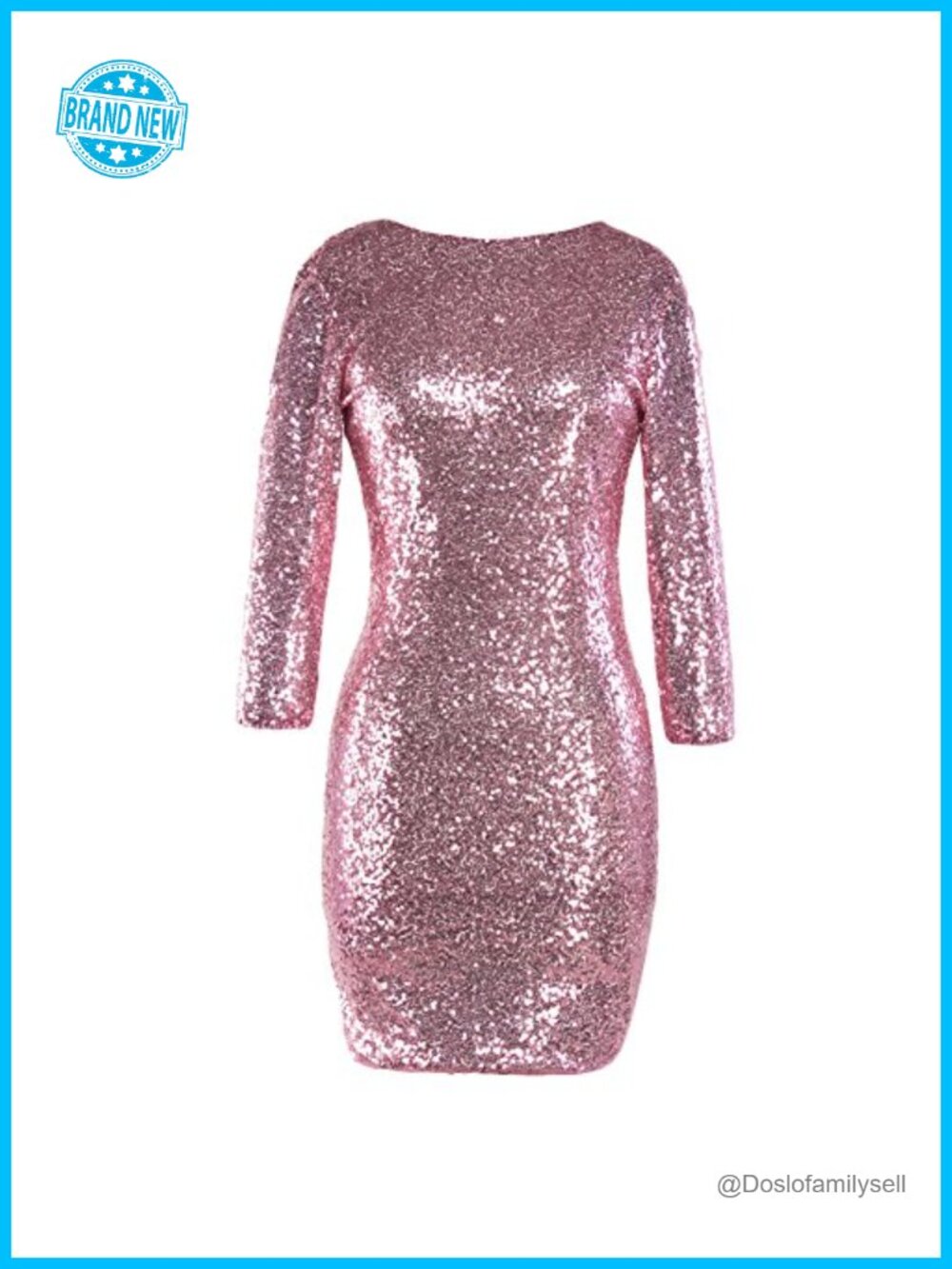 Women's Long Sleeve Sequin Bodycon Mini Dress Night Out Party